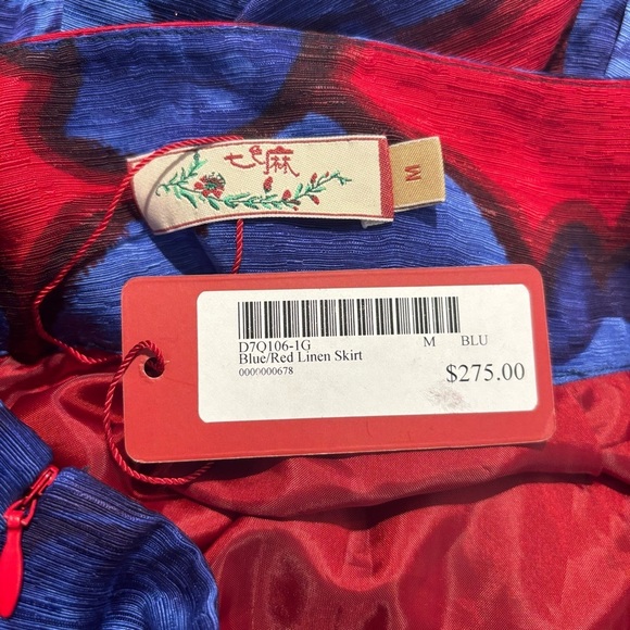 SISSY ME Sz M Skirt Pleated Mulberry Silk Linen Blend Lined Zipper Closure NEW - Picture 7 of 10